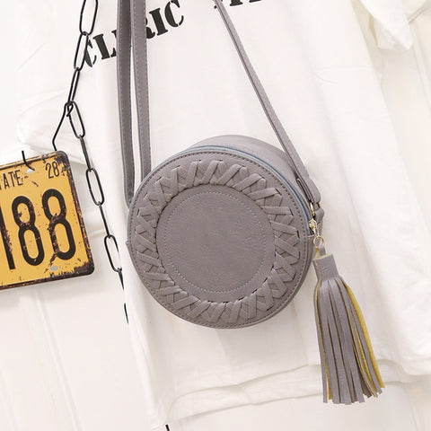 Woman Round Casual Shoulder Bag Female Adjustable Braided Tassel Small Round Bag Lady Versatile Funny Bag Bolsa Feminina 2019