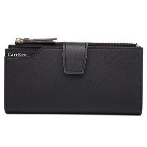 New Fashion Women Wallet Soft PU Leather Zipper Wallet Long Women's Clutch Wallet Female Designer Coin Card Purse Black