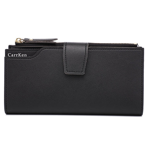 New Fashion Women Wallet Soft PU Leather Zipper Wallet Long Women's Clutch Wallet Female Designer Coin Card Purse Black