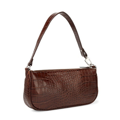Jollque Small Shoulder Bags for Women Crocodile Leather Baguette Bag Designer Brand Black Womens Handbags Purse Clutch