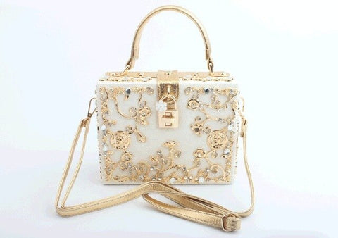 New style women plastic case flower with lock handbag shoulder bag