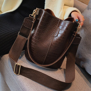 Crocodile Pattern Women Shoulder Bag Quality PU Leather Messenger Bag big Tote Popular Designer Handbags Bucket Bags for Women