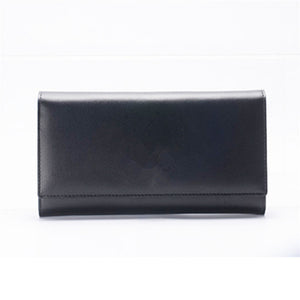 Genuine leather cow skin women long purse solid wallet money clip