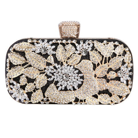 Diamond Evening Clutch Bag For Women Wedding Golden Clutch Purse Chain Shoulder Bag Small Party Handbag With Metal Handle ZD1397