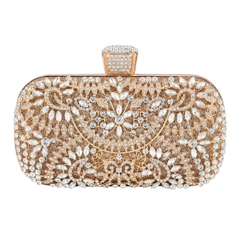 Diamond Evening Clutch Bag For Women Wedding Golden Clutch Purse Chain Shoulder Bag Small Party Handbag With Metal Handle ZD1397
