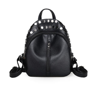Mara's Dream Small Women Backpacks Rivet Zipper PU Leather Student Backpack Preppy Fashion Bag Girls Women's Backpack Sac A Dos